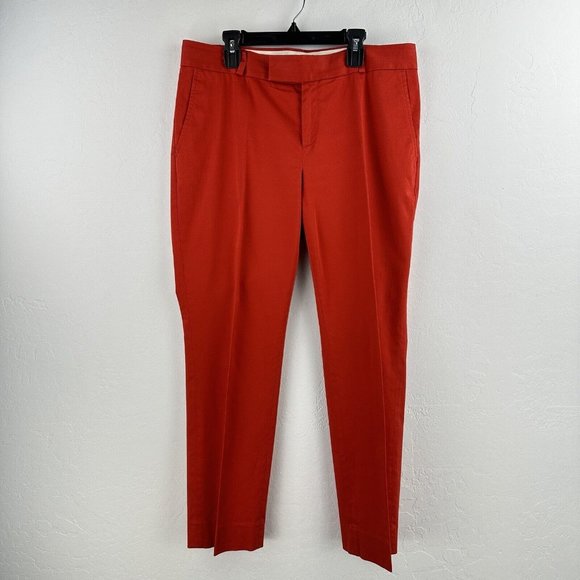 Banana Republic Womens Size 6‎ Cropped Hampton Pants Mid Rise Stretch Tomato Red - Picture 1 of 10